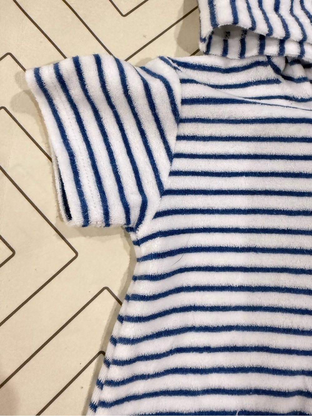 Kissy Kissy Striped Blue and White Hooded Terry Romper - Picture 5 of 13